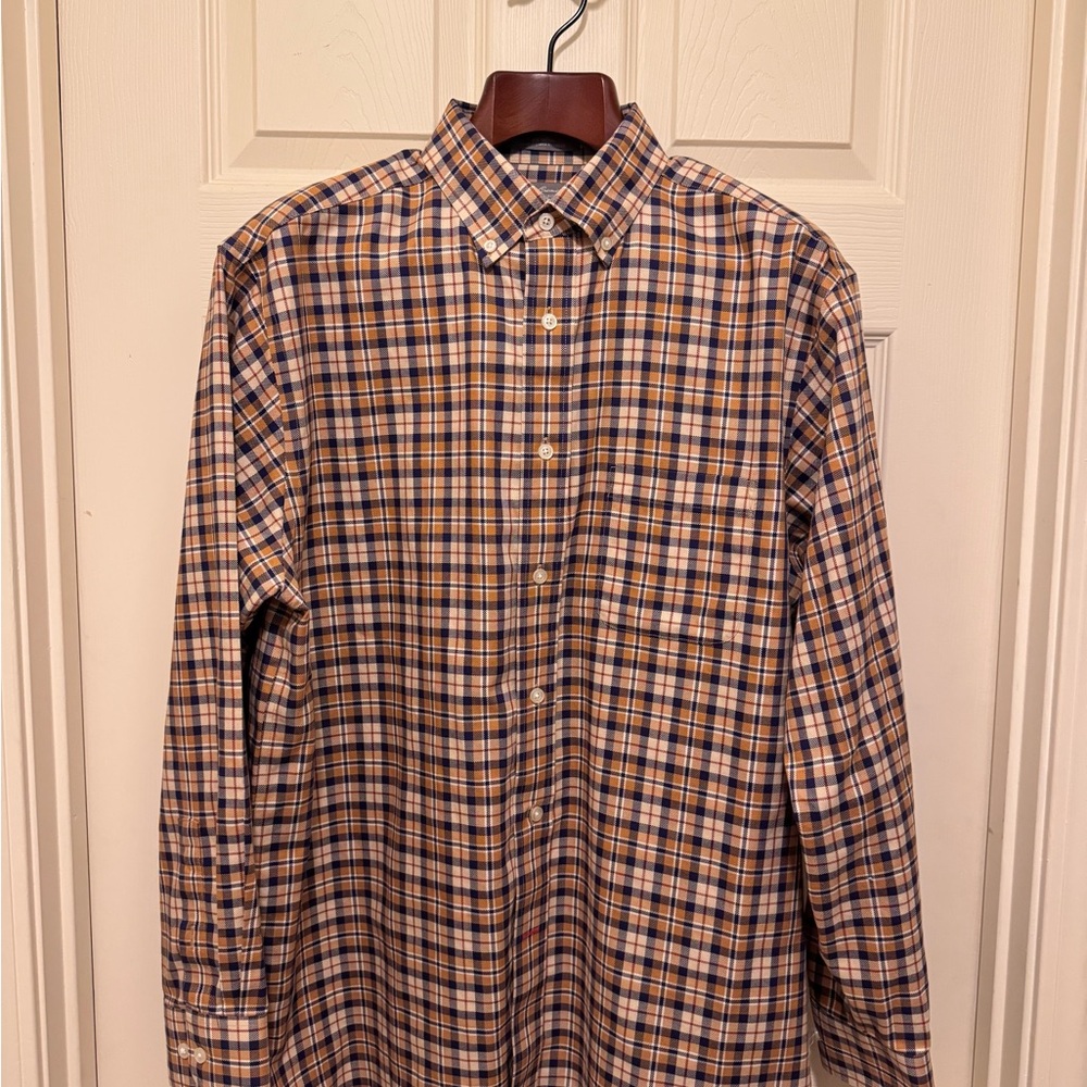 Daniel Cremieux Blue and Tan Casual Button Down Shirt